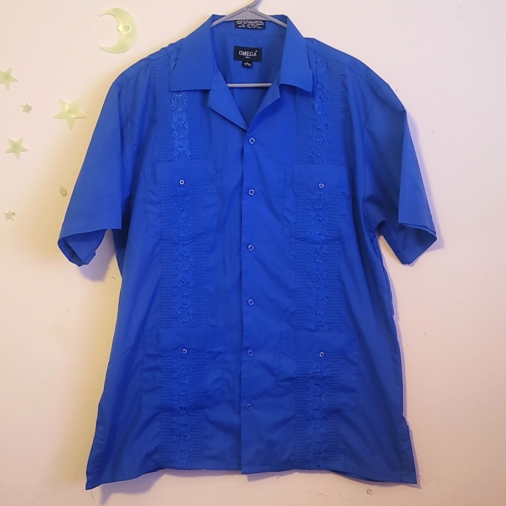 Omega Guayabera Shirt Blue